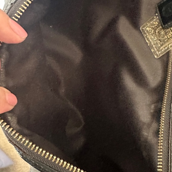 COACH Black Poppy Gloss Patent Leather Shoulder Tote Daisy Liquid Glam VINTAGE - Picture 2 of 9